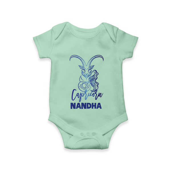 Capricorn Zodiac Goat Symbol Printed Romper - MINT GREEN - New Born (Chest 14")