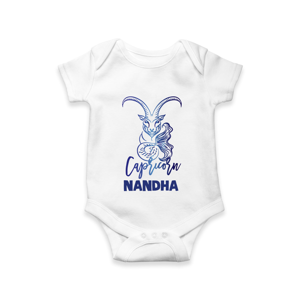 Capricorn Zodiac Goat Symbol Printed Romper - WHITE - New Born (Chest 14")