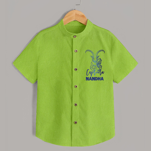 Capricorn Zodiac Goat Symbol Printed shirt - LIME GREEN - 0 - 6 Months Old (Chest 23")