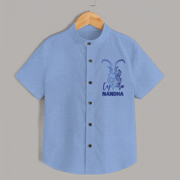 Capricorn Zodiac Goat Symbol Printed shirt - SKY BLUE - 0 - 6 Months Old (Chest 23")