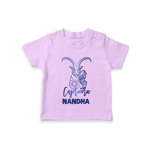 Capricorn Zodiac Goat Symbol Printed T shirt  - LILAC - 0-5 Months Old (Chest 17")