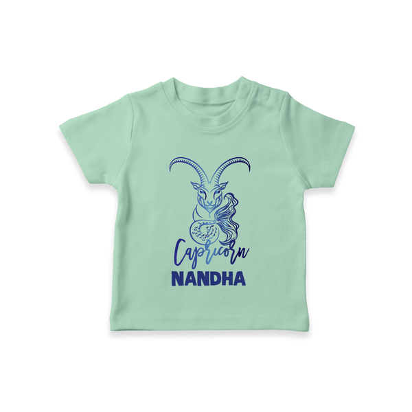Capricorn Zodiac Goat Symbol Printed T shirt  - MINT GREEN - 0-5 Months Old (Chest 17")