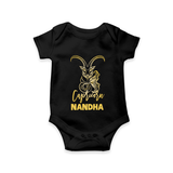 Capricorn Zodiac Goat Symbol Printed Romper - BLACK - New Born (Chest 14")