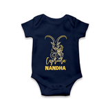 Capricorn Zodiac Goat Symbol Printed Romper - NAVY BLUE - New Born (Chest 14")