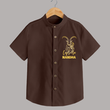 Capricorn Zodiac Goat Symbol Printed shirt - CHOCOLATE BROWN - 0 - 6 Months Old (Chest 23")