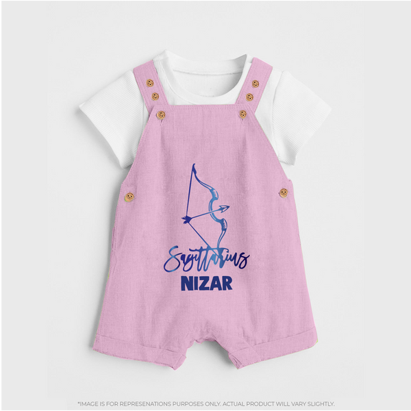 Sagittarius Archer Zodiac Symbol Printed Dungaree - BABY PINK - 0 - 5 Months Old (Chest 18")