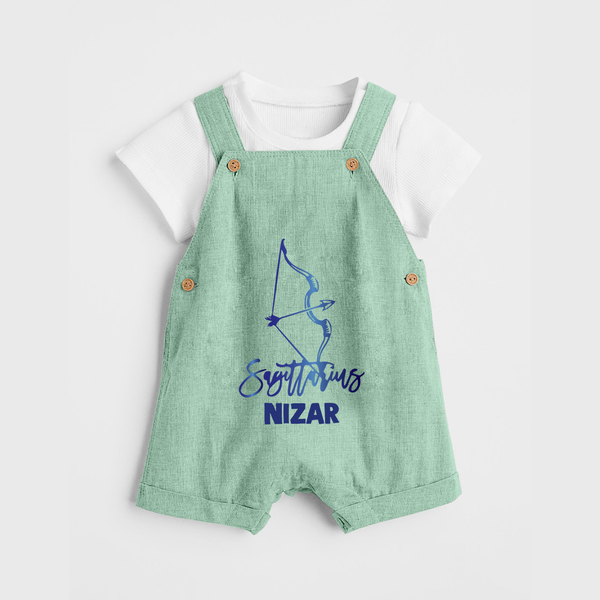 Sagittarius Archer Zodiac Symbol Printed Dungaree - MINT GREEN - 0 - 5 Months Old (Chest 18")
