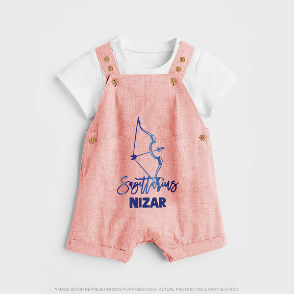 Sagittarius Archer Zodiac Symbol Printed Dungaree - PEACH - 0 - 5 Months Old (Chest 18")