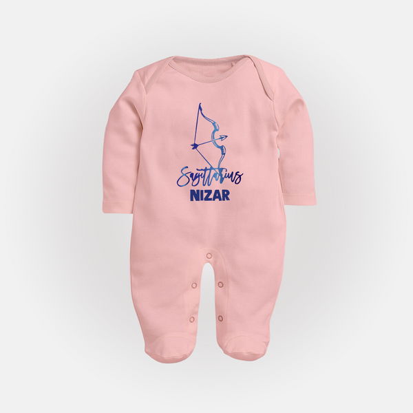 Sagittarius Archer Zodiac Symbol PrintedFullbody Suit - BABY PINK - New Born (Chest 7.5")