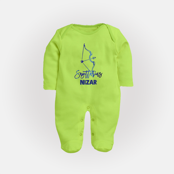 Sagittarius Archer Zodiac Symbol PrintedFullbody Suit - LIME GREEN - New Born (Chest 7.5")