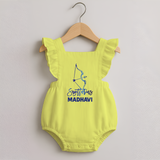 Sagittarius Archer Zodiac Symbol Printed Romper Frock - PASTEL YELLOW - 0 - 3 Months Old (Chest 19")