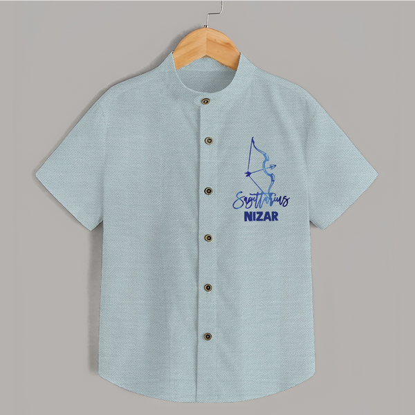 Sagittarius Archer Zodiac Symbol Printed shirt - ARCTIC BLUE - 0 - 6 Months Old (Chest 23")