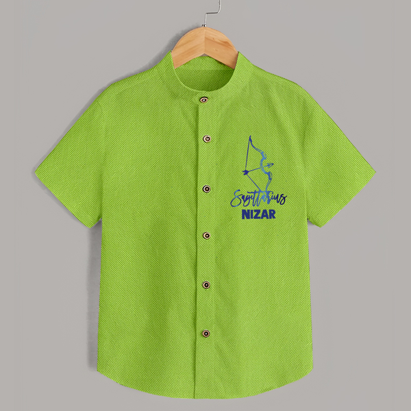 Sagittarius Archer Zodiac Symbol Printed shirt - LIME GREEN - 0 - 6 Months Old (Chest 23")