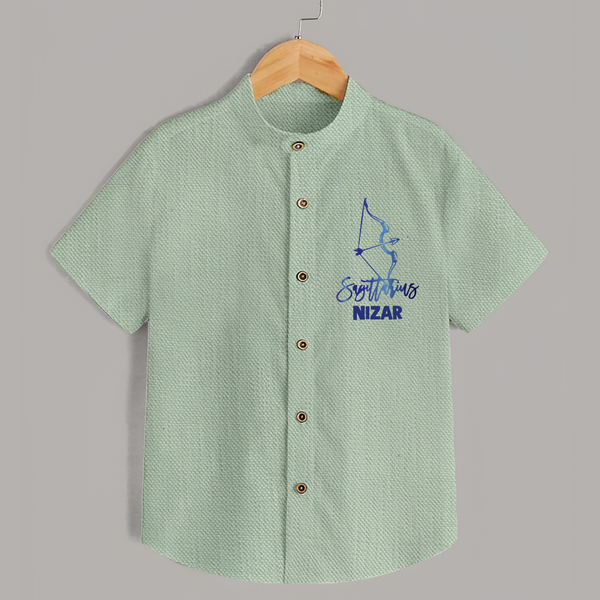Sagittarius Archer Zodiac Symbol Printed shirt - MINT GREEN - 0 - 6 Months Old (Chest 23")