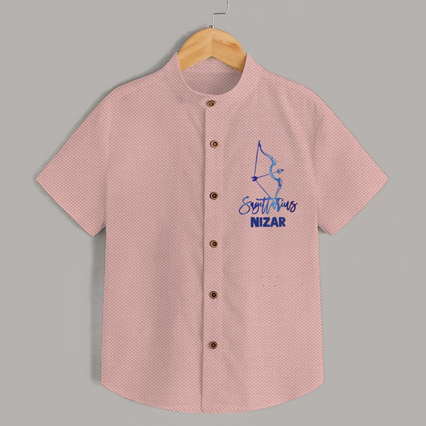 Sagittarius Archer Zodiac Symbol Printed shirt - PEACH - 0 - 6 Months Old (Chest 23")