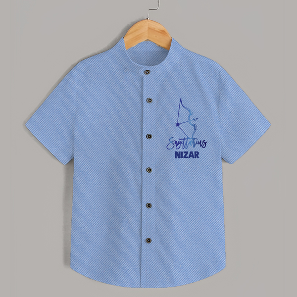 Sagittarius Archer Zodiac Symbol Printed shirt - SKY BLUE - 0 - 6 Months Old (Chest 23")