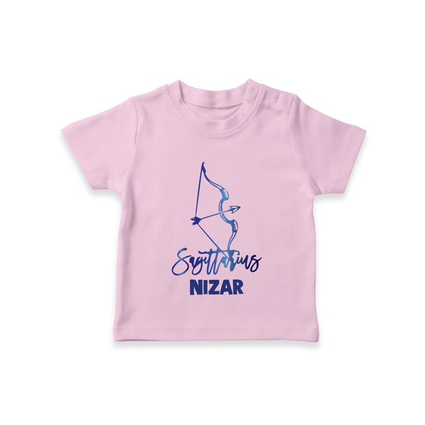 Sagittarius Archer Zodiac Symbol Printed T shirt  - BABY PINK - 0-5 Months Old (Chest 17")