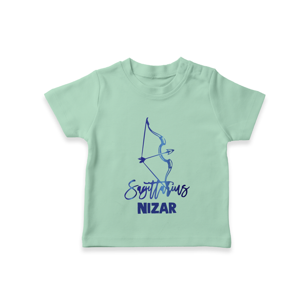 Sagittarius Archer Zodiac Symbol Printed T shirt  - MINT GREEN - 0-5 Months Old (Chest 17")