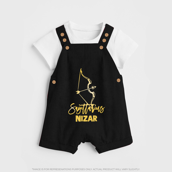 Sagittarius Archer Zodiac Symbol Printed Dungaree - BLACK - 0 - 5 Months Old (Chest 18")