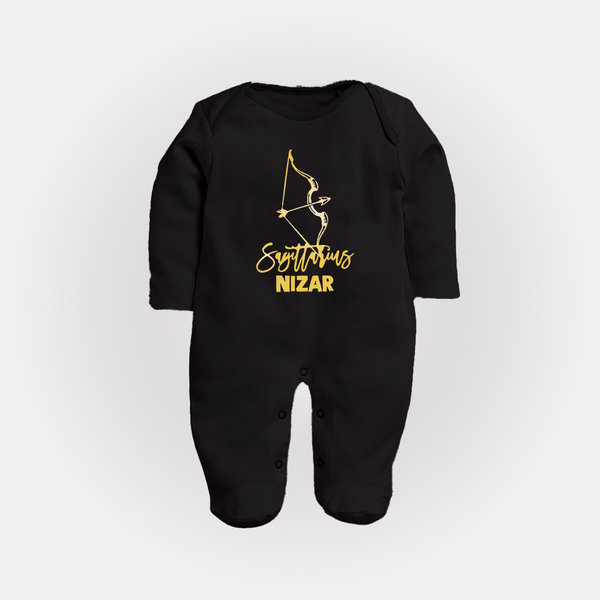 Sagittarius Archer Zodiac Symbol PrintedFullbody Suit - BLACK - New Born (Chest 7.5")
