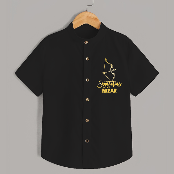 Sagittarius Archer Zodiac Symbol Printed shirt - BLACK - 0 - 6 Months Old (Chest 23")