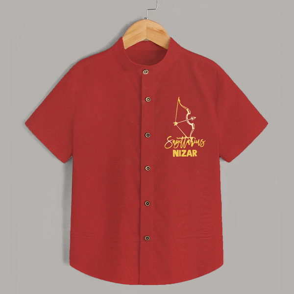 Sagittarius Archer Zodiac Symbol Printed shirt - RED - 0 - 6 Months Old (Chest 23")