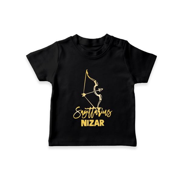 Sagittarius Archer Zodiac Symbol Printed T shirt  - BLACK - 0-5 Months Old (Chest 17")