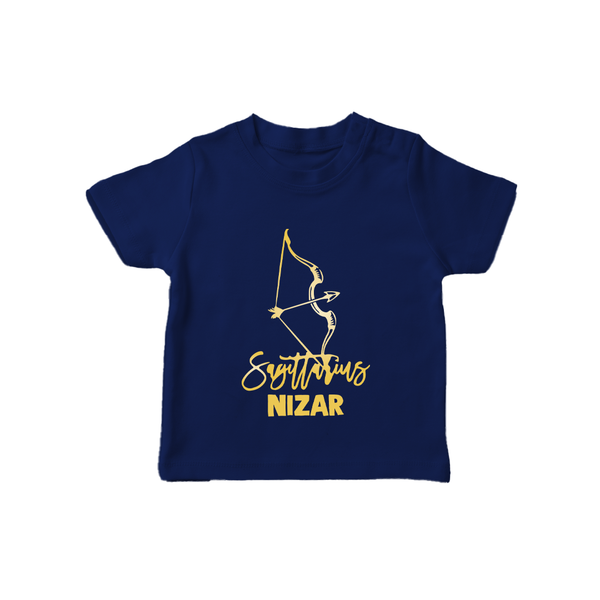 Sagittarius Archer Zodiac Symbol Printed T shirt  - NAVY BLUE - 0-5 Months Old (Chest 17")