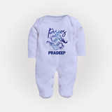 Pisces Fish Zodiac Symbol PrintedFullbody Suit - BABY BLUE - New Born (Chest 7.5")