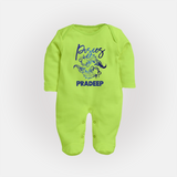 Pisces Fish Zodiac Symbol PrintedFullbody Suit - LIME GREEN - New Born (Chest 7.5")