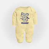 Pisces Fish Zodiac Symbol PrintedFullbody Suit - PASTEL YELLOW - New Born (Chest 7.5")