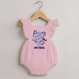 Pisces Fish Zodiac Symbol Printed Romper Frock - BABY PINK - 0 - 3 Months Old (Chest 19")