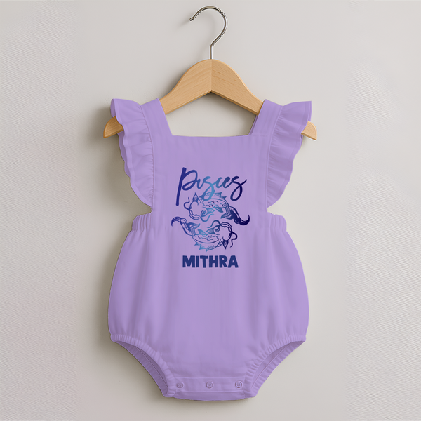 Pisces Fish Zodiac Symbol Printed Romper Frock - LILAC - 0 - 3 Months Old (Chest 19")
