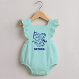 Pisces Fish Zodiac Symbol Printed Romper Frock - MINT GREEN - 0 - 3 Months Old (Chest 19")