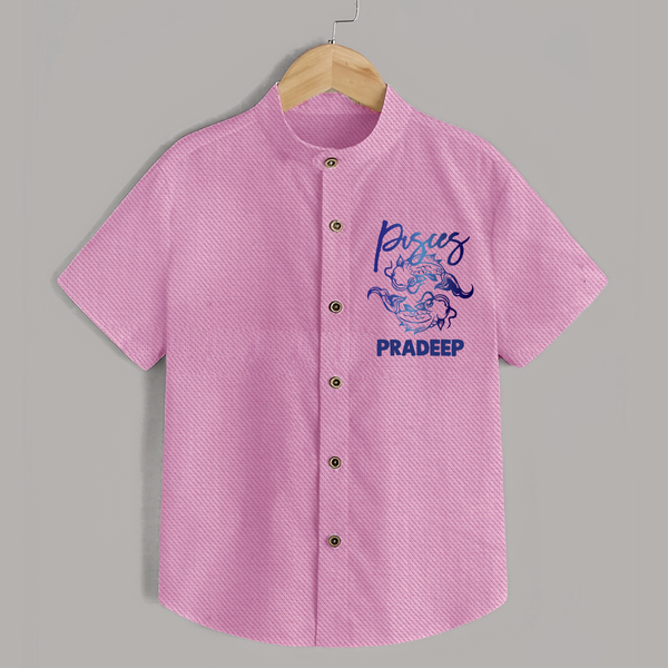 Pisces Fish Zodiac Symbol Printed shirt - BABY PINK - 0 - 6 Months Old (Chest 23")