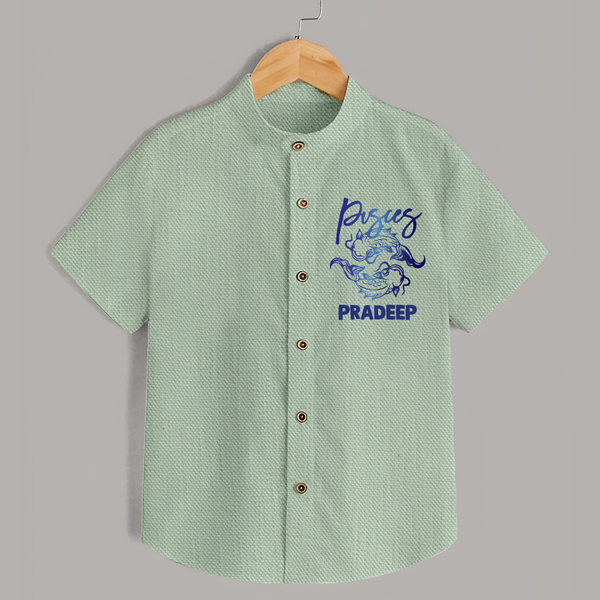 Pisces Fish Zodiac Symbol Printed shirt - MINT GREEN - 0 - 6 Months Old (Chest 23")
