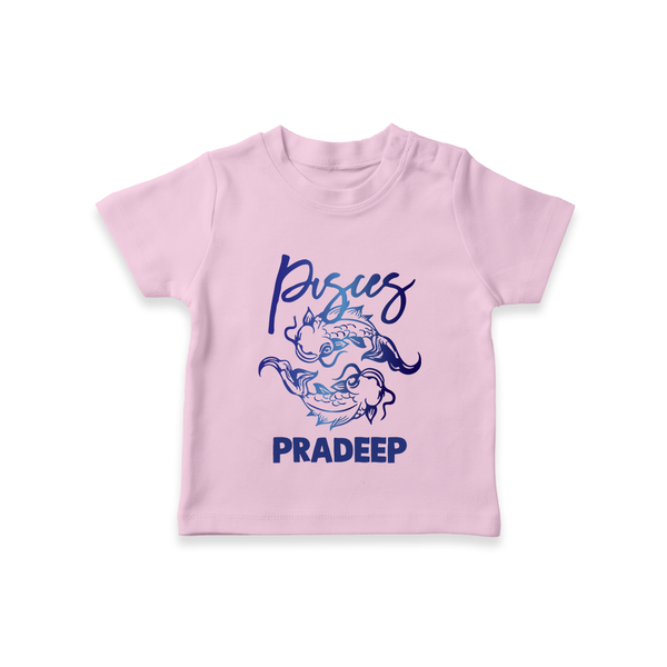 Pisces Fish Zodiac Symbol Printed T shirt  - BABY PINK - 0-5 Months Old (Chest 17")