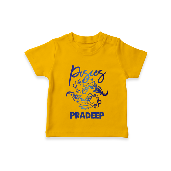 Pisces Fish Zodiac Symbol Printed T shirt  - CHROME YELLOW - 0-5 Months Old (Chest 17")