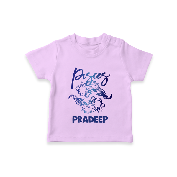 Pisces Fish Zodiac Symbol Printed T shirt  - LILAC - 0-5 Months Old (Chest 17")