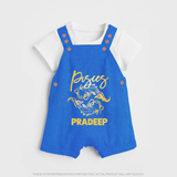 Pisces Fish Zodiac Symbol Printed Dungaree - COBALT BLUE - 0 - 5 Months Old (Chest 18")