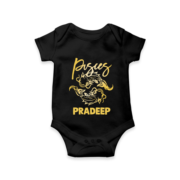 Pisces Star Sign Romper - BLACK - New Born (Chest 14")