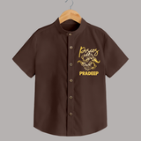 Pisces Fish Zodiac Symbol Printed shirt - CHOCOLATE BROWN - 0 - 6 Months Old (Chest 23")