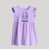Cancer Crab Zodiac Symbol Printed Baby Frock - LILAC - 0 - 3 Months Old (Chest 17")