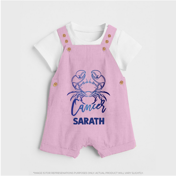 Cancer Crab Zodiac Symbol Printed Dungaree - BABY PINK - 0 - 5 Months Old (Chest 18")
