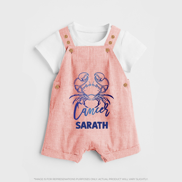 Cancer Crab Zodiac Symbol Printed Dungaree - PEACH - 0 - 5 Months Old (Chest 18")
