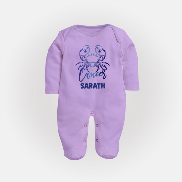 Cancer Crab Zodiac Symbol PrintedFullbody Suit - LILAC - New Born (Chest 7.5")