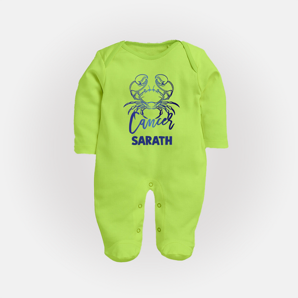 Cancer Crab Zodiac Symbol PrintedFullbody Suit - LIME GREEN - New Born (Chest 7.5")