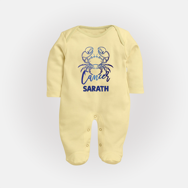 Cancer Crab Zodiac Symbol PrintedFullbody Suit - PASTEL YELLOW - New Born (Chest 7.5")