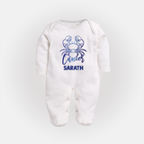 Cancer Crab Zodiac Symbol PrintedFullbody Suit - WHITE - New Born (Chest 7.5")