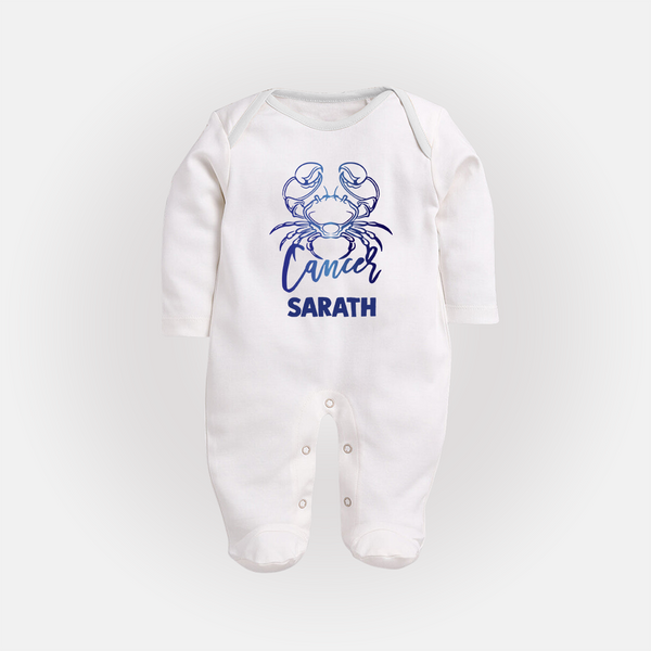 Cancer Crab Zodiac Symbol PrintedFullbody Suit - WHITE - New Born (Chest 7.5")